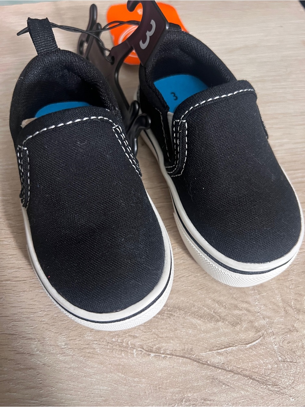 Wonder Nation Toddler Black Canvas Slip-On Sneakers | Size 3 - Picture 1 of 4